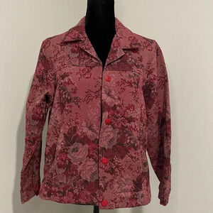 Coldwater‎ Creek Red Floral Tapestry Jacket/Shacket